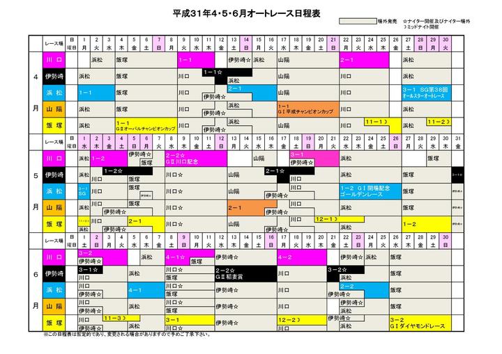 開催日程 平成31年4月 9月 が決定しました ニュース オートレースオフィシャルサイト